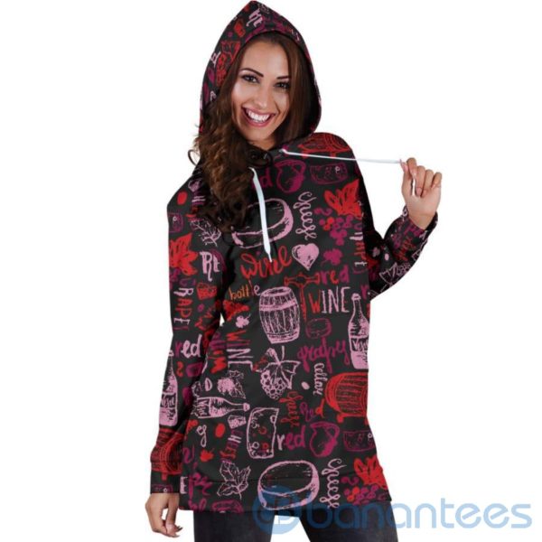 Red Wine Hoodie Dress For Women Product Photo