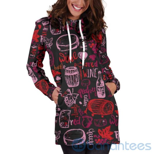 Red Wine Hoodie Dress For Women Product Photo