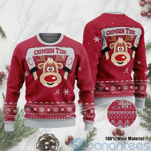 Reindeer Alabama Crimson Tide Funny Ugly Christmas 3D Sweater Product Photo