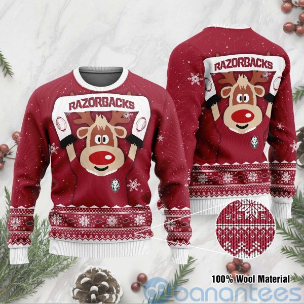 Reindeer Arkansas Razorbacks Funny Ugly Christmas 3D Sweater Product Photo