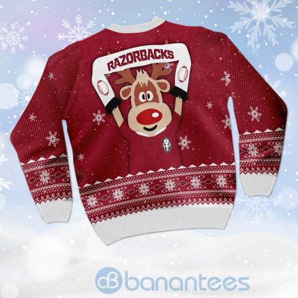 Reindeer Arkansas Razorbacks Funny Ugly Christmas 3D Sweater Product Photo