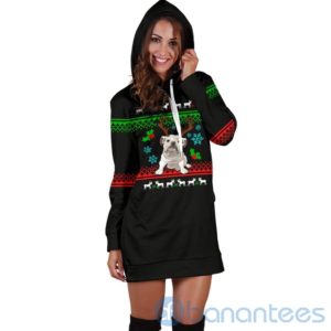 Reindeer Bulldog Christmas Hoodie Dress For Women Product Photo