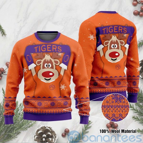 Reindeer Clemson Tigers Funny Ugly Christmas 3D Sweater Product Photo