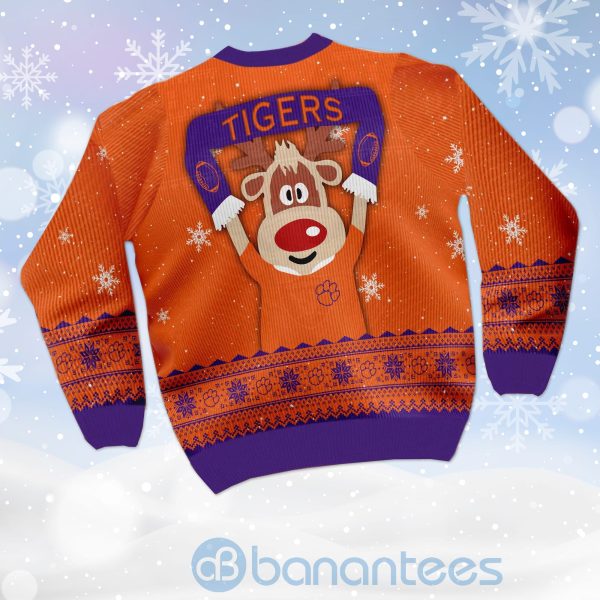Reindeer Clemson Tigers Funny Ugly Christmas 3D Sweater Product Photo