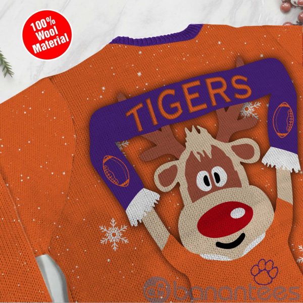 Reindeer Clemson Tigers Funny Ugly Christmas 3D Sweater Product Photo