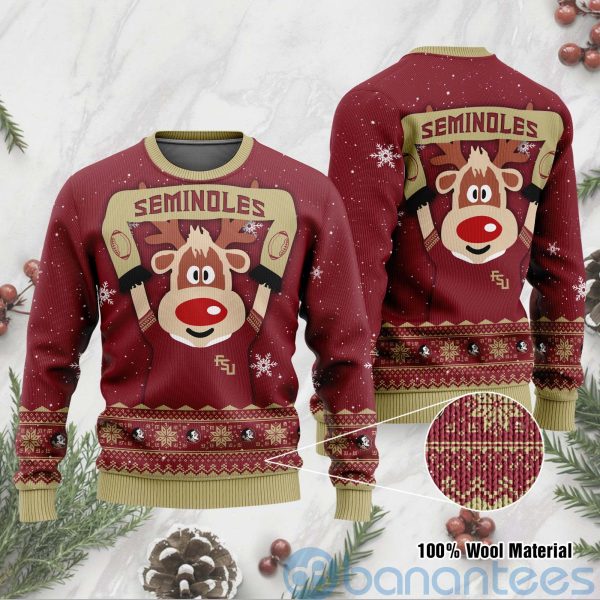 Reindeer Florida State Seminoles Funny Ugly Christmas 3D Sweater Product Photo