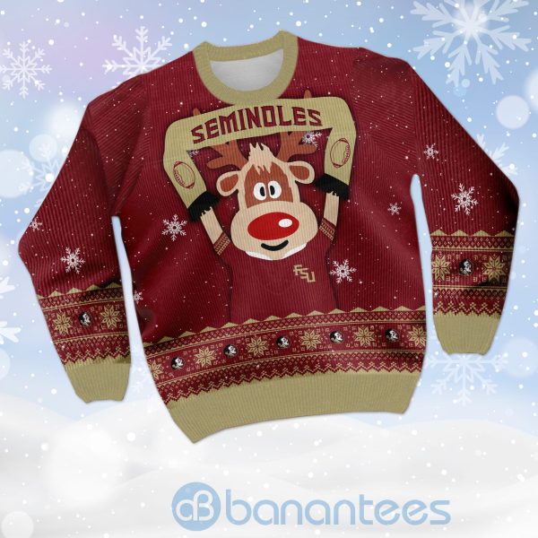 Reindeer Florida State Seminoles Funny Ugly Christmas 3D Sweater Product Photo
