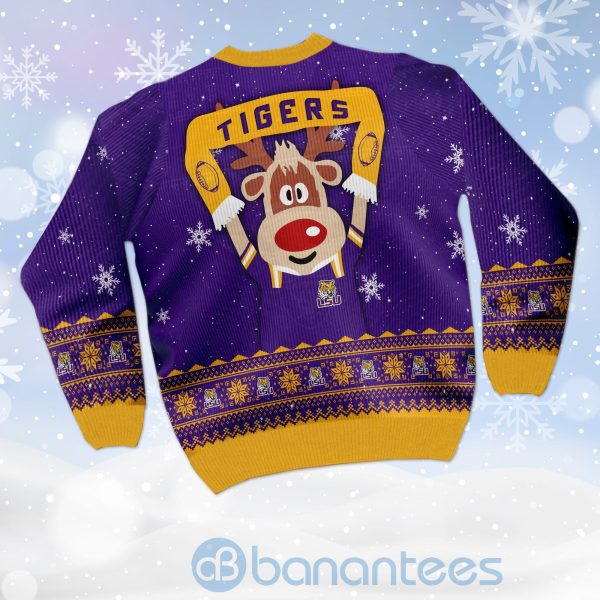 Reindeer LSU Tigers Funny Ugly Christmas 3D Sweater Product Photo