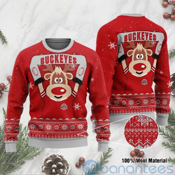 Reindeer Ohio State Buckeyes Funny Ugly Christmas 3D Sweater Product Photo