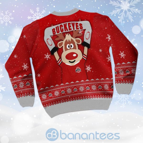 Reindeer Ohio State Buckeyes Funny Ugly Christmas 3D Sweater Product Photo