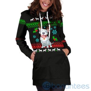 Reindeer Pit Bull Christmas Hoodie Dress For Women Product Photo