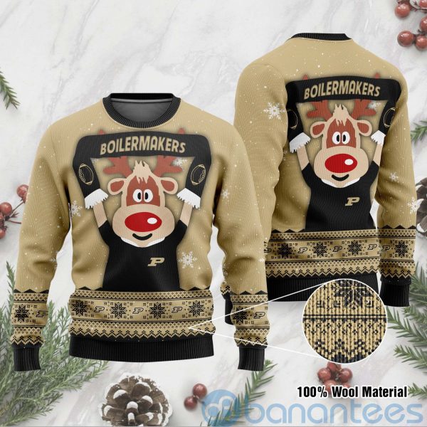 Reindeer Purdue Boilermakers Funny Ugly Christmas 3D Sweater Product Photo
