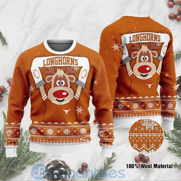 Reindeer Texas Longhorns Funny Ugly Christmas 3D Sweater Product Photo