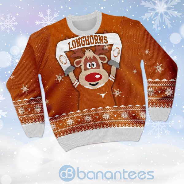 Reindeer Texas Longhorns Funny Ugly Christmas 3D Sweater Product Photo