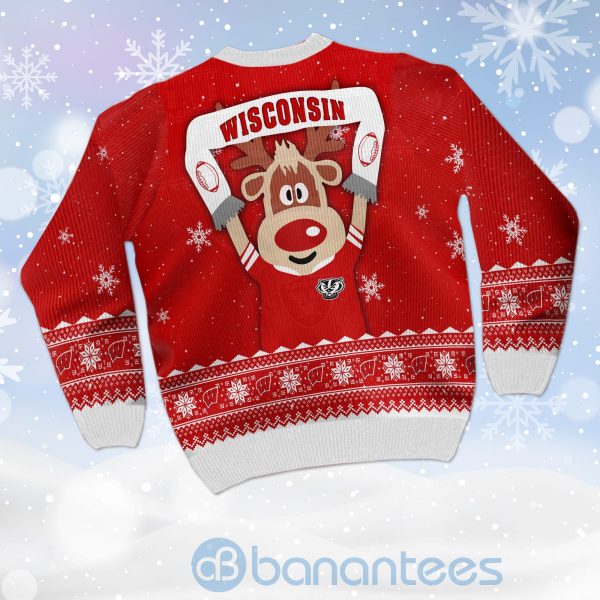 Reindeer Wisconsin Badgers Funny Ugly Christmas 3D Sweater Product Photo