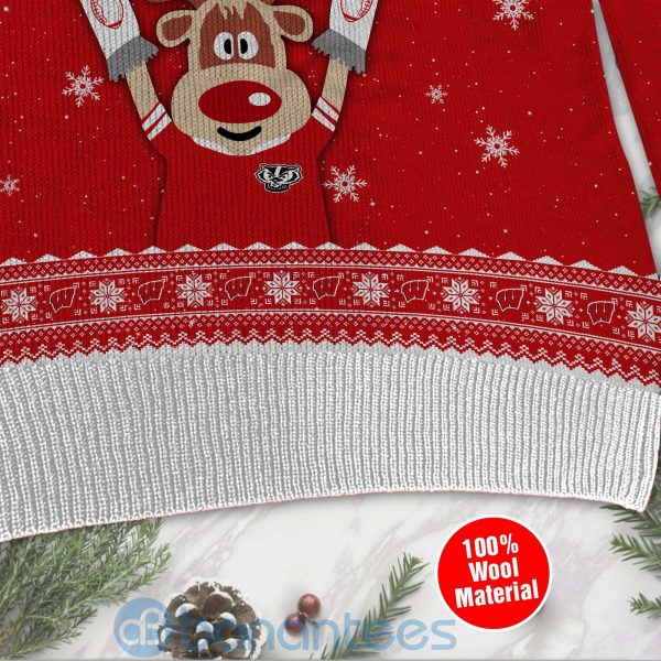 Reindeer Wisconsin Badgers Funny Ugly Christmas 3D Sweater Product Photo
