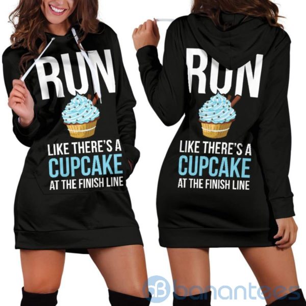 Run Like There's A Cupcake Hoodie Dress For Women Product Photo