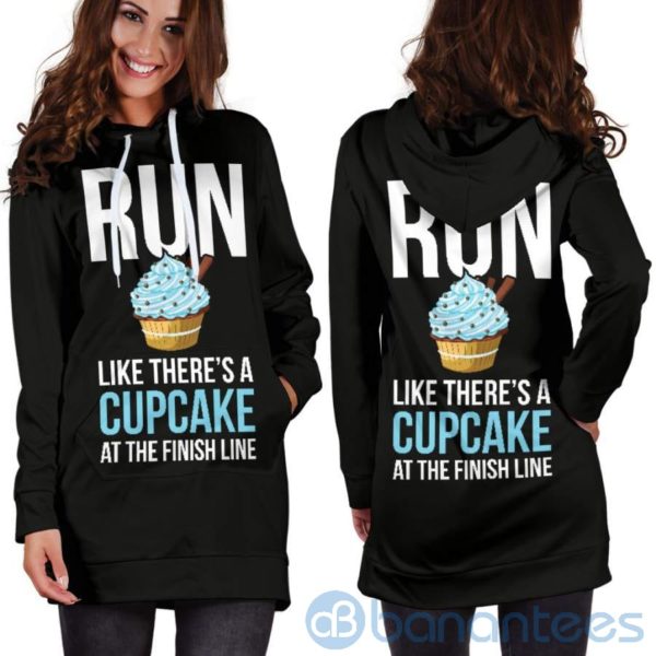 Run Like There's A Cupcake Hoodie Dress For Women Product Photo