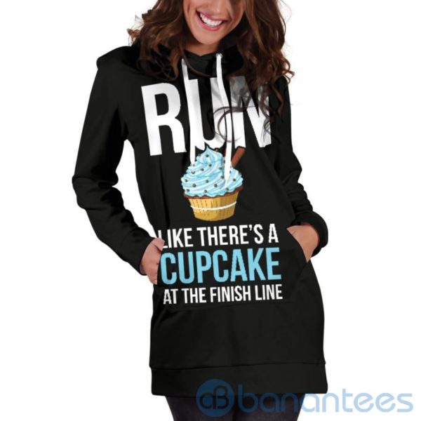 Run Like There's A Cupcake Hoodie Dress For Women Product Photo
