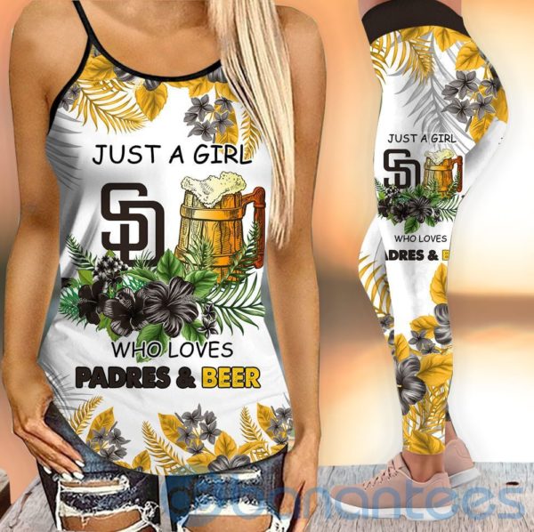 San Diego Padres Girl Leggings And Criss Cross Tank Top For Women Product Photo