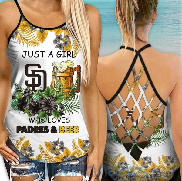 San Diego Padres Girl Leggings And Criss Cross Tank Top For Women Product Photo