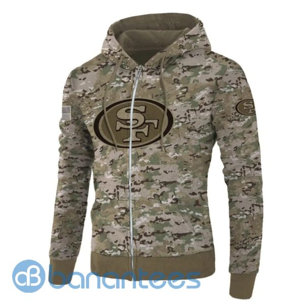 San Francisco 49ers Camo All Over Printed 3D Hoodie, Zip Hoodie Product Photo