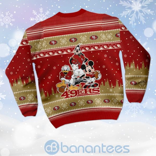 San Francisco 49ers Disney Donald Duck Mickey Mouse Goofy Custom Name Christmas 3D Sweater Product Photo