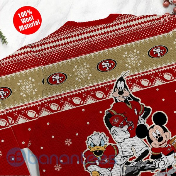 San Francisco 49ers Disney Donald Duck Mickey Mouse Goofy Custom Name Christmas 3D Sweater Product Photo