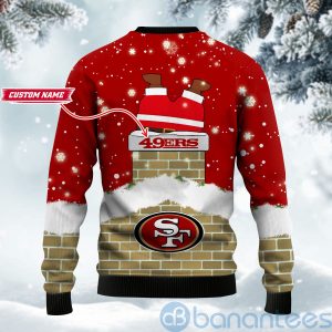 San Francisco 49ers Football Team Logo Symbol Santa Claus Custom Name Christmas 3D Sweater Product Photo