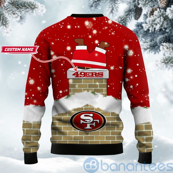 San Francisco 49ers Football Team Logo Symbol Santa Claus Custom Name Christmas 3D Sweater Product Photo