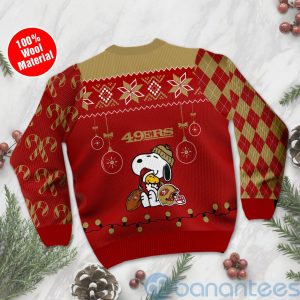 San Francisco 49ers Funny Charlie Brown Peanuts Snoopy Christmas Tree Ugly Christmas 3D Sweater Product Photo