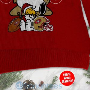San Francisco 49ers Funny Charlie Brown Peanuts Snoopy Christmas Tree Ugly Christmas 3D Sweater Product Photo