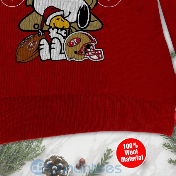 San Francisco 49ers Funny Charlie Brown Peanuts Snoopy Christmas Tree Ugly Christmas 3D Sweater Product Photo