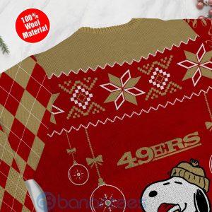 San Francisco 49ers Funny Charlie Brown Peanuts Snoopy Christmas Tree Ugly Christmas 3D Sweater Product Photo