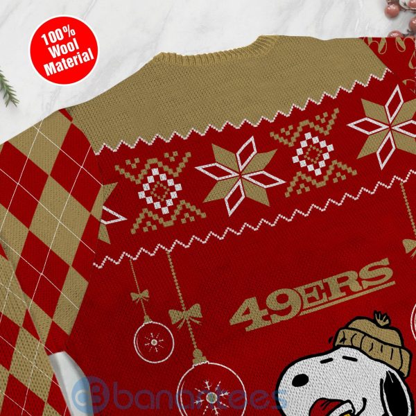 San Francisco 49ers Funny Charlie Brown Peanuts Snoopy Christmas Tree Ugly Christmas 3D Sweater Product Photo