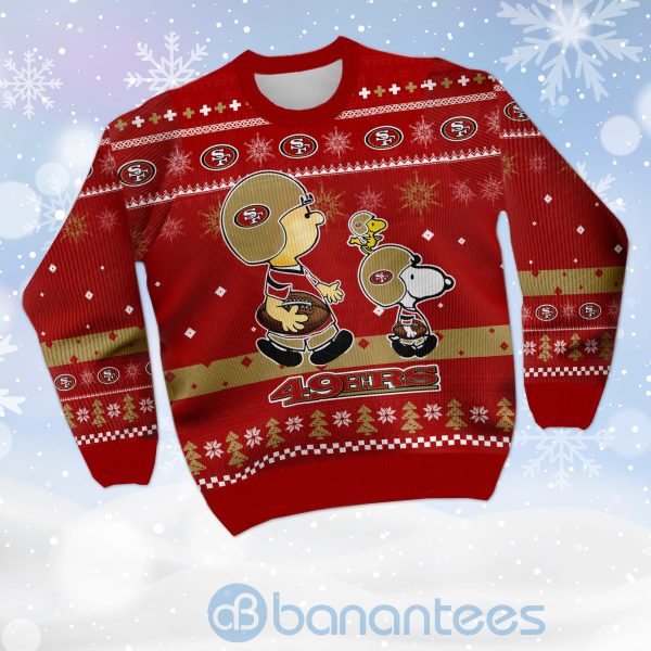 San Francisco 49ers Funny Charlie Brown Peanuts Snoopy Ugly Christmas 3D Sweater Product Photo