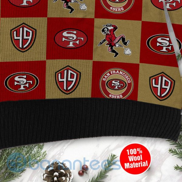 San Francisco 49ers Logo Checkered Flannel Design Ugly Christmas 3D Sweater Product Photo