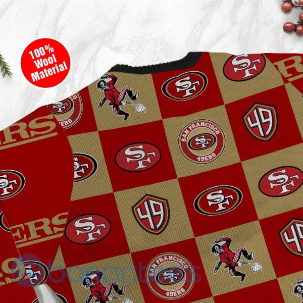 San Francisco 49ers Logo Checkered Flannel Design Ugly Christmas 3D Sweater Product Photo