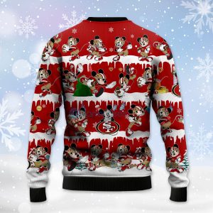 San Francisco 49ers Mickey American Football Ugly Christmas 3D Sweater Product Photo