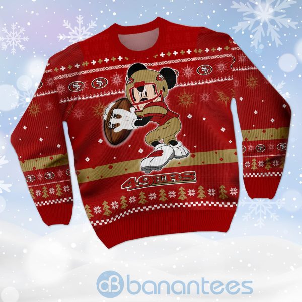 San Francisco 49ers Mickey Mouse Funny Ugly Christmas 3D Sweater Product Photo