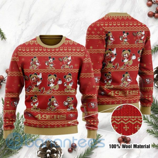 San Francisco 49ers Mickey Mouse Ugly Christmas 3D Sweater Product Photo