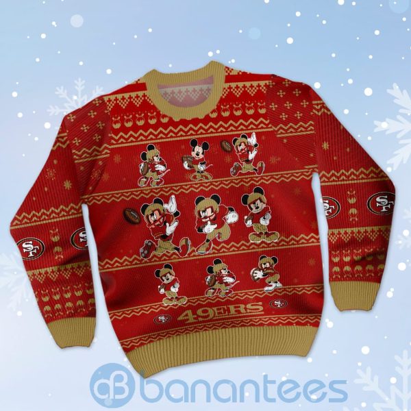 San Francisco 49ers Mickey Mouse Ugly Christmas 3D Sweater Product Photo