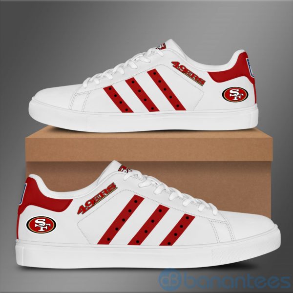 San Francisco 49Ers Red Striped White Low Top Skate Shoes Product Photo