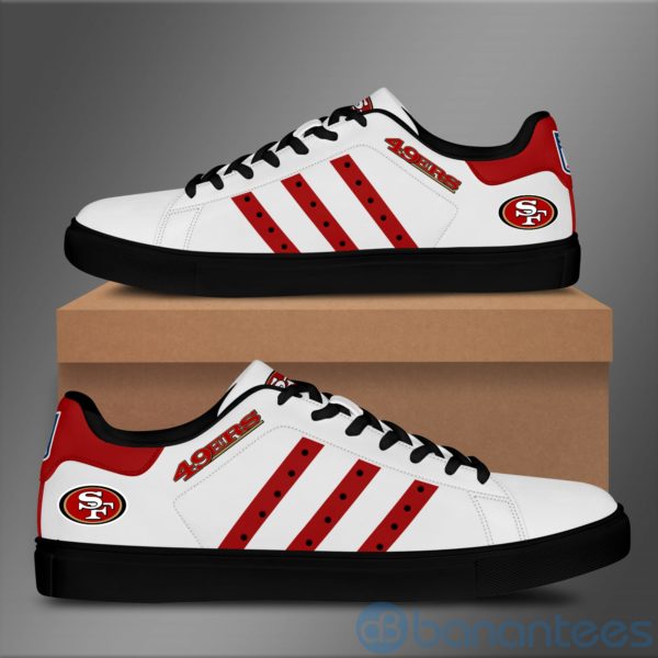 San Francisco 49Ers Red Striped White Low Top Skate Shoes Product Photo