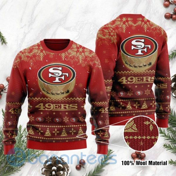 San Francisco 49ers Santa Claus In The Moon Ugly Christmas 3D Sweater Product Photo
