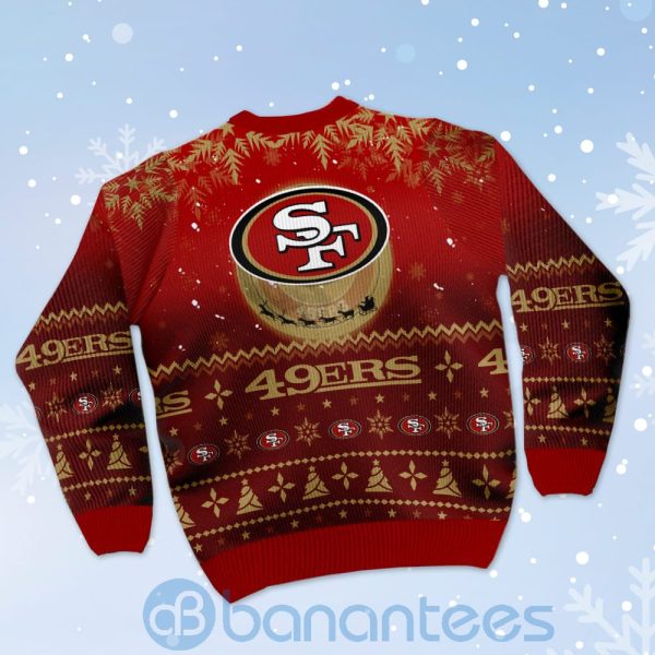 San Francisco 49ers Santa Claus In The Moon Ugly Christmas 3D Sweater Product Photo