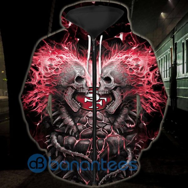 San Francisco 49ers Skull Halloween All Over Printed 3D Hoodie, Zip Hoodie Product Photo