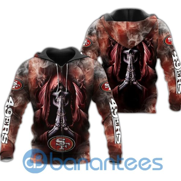 San Francisco 49ers Skull Smoke All Over Printed 3D Hoodie Zip Hoodie Product Photo