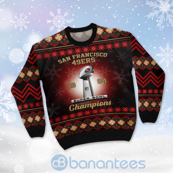 San Francisco 49ers Super Bowl Champions Cup Ugly Christmas 3D Sweater Product Photo