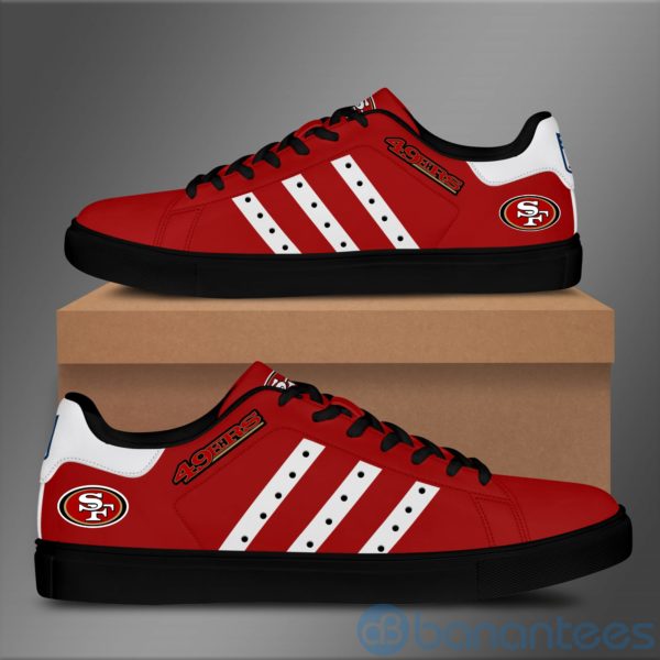 San Francisco 49Ers White Striped Red Low Top Skate Shoes Product Photo